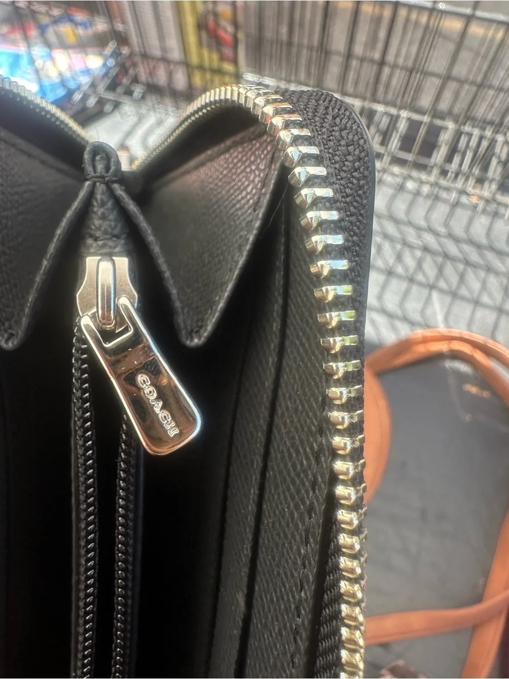 Coach Metallic Pewter Zip Around Long Wallet NWOT
